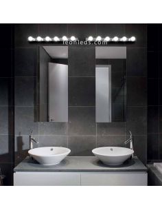 Aplique para espejo de baño grande hollywood Prive' AP8 8xE14 | LeónLeds Iluminación | luz para baño cromada 2