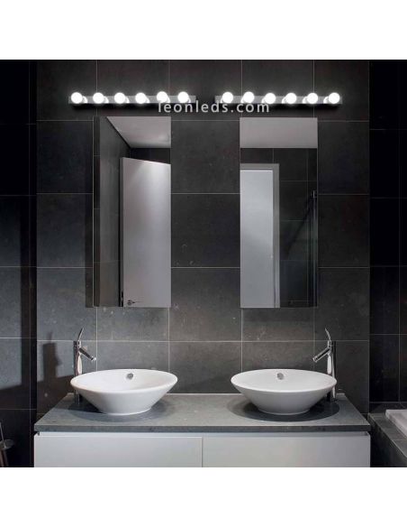 Aplique para espejo de baño grande hollywood Prive' AP8 8xE14 | LeónLeds Iluminación | luz para baño cromada efecto estrella