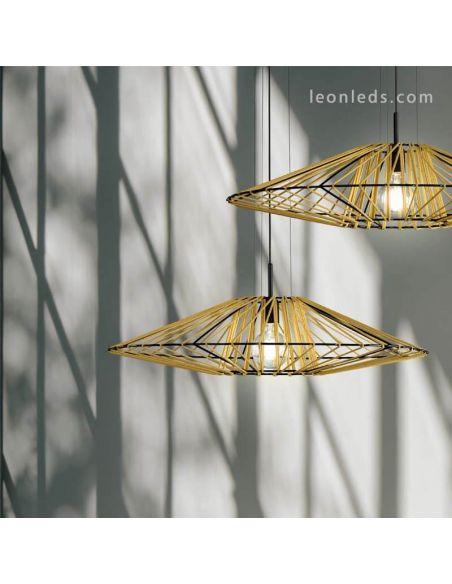 Luminária de teto E27 Corda bimba e metal 60 ou 80cm Olé by FM| leonleds