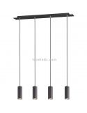 Lámpara de techo serie Marley con 4 focos 4XGU10 regulable en altura color negro mate marca Trio | LeonLeds