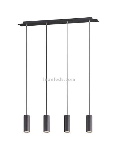 Candeeiro de tecto série Marley com 4 focos 4XGU10 reguláveis em altura, cor preto mate, marca Trio | leonleds