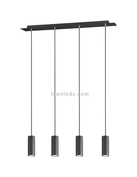 Plafonnier série Marley à 4 spots 4XGU10 réglables en hauteur, couleur noir mat, marque Trio | leonleds