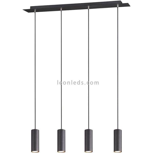 Candeeiro de tecto série Marley com 4 focos 4XGU10 reguláveis em altura, cor preto mate, marca Trio | leonleds