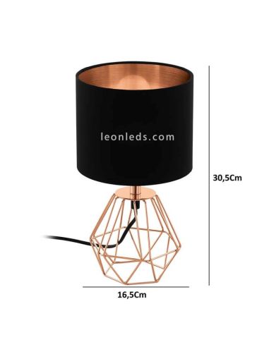 Lampe de table Carlton 2 | Dimensions de la lampe de chevet vintage en cuivre | Éclairage LeonLeds