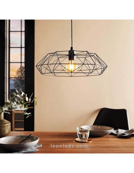 Carlton 2 Plafonnier Vintage Noir 1XE27 photo d'ambiance de la marque Eglo Lighting | Éclairage LeonLeds