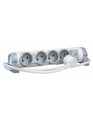 Base Multiple Legrand con Cable 4 tomas blanco y gris de calidad Confort con posibilidad de sujetar a la pared o mesa | LeonLeds