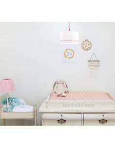 Luminária de teto infantil Série lacito rosa e branco 2