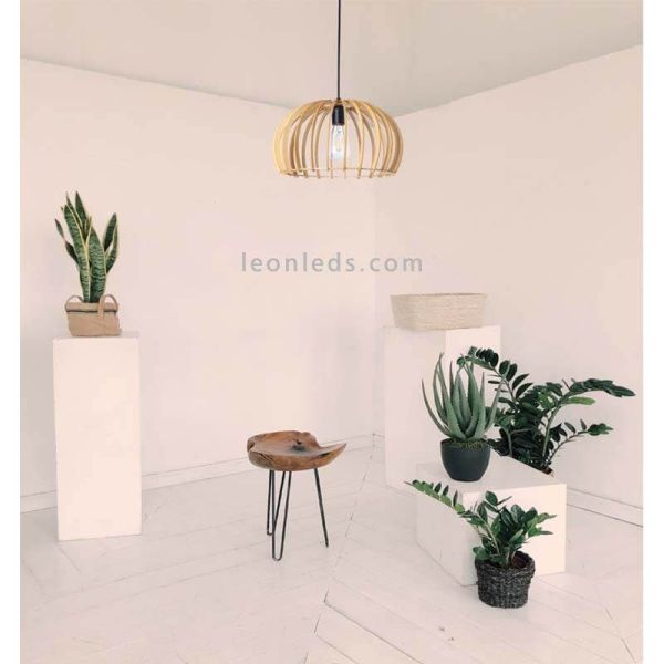 Lámpara colgante de madera Arce foto de ambiente | LeonLeds Iluminación