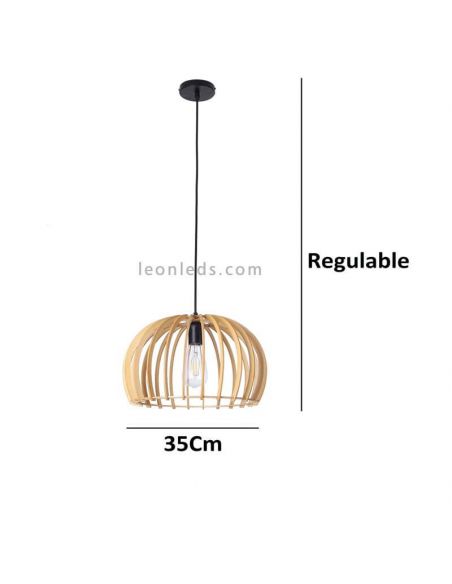 Lámpara colgante de madera Arce dimensiones de la lámpara | LeonLeds Iluminación