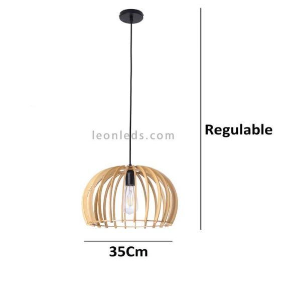 Lámpara colgante de madera Arce dimensiones de la lámpara | LeonLeds Iluminación