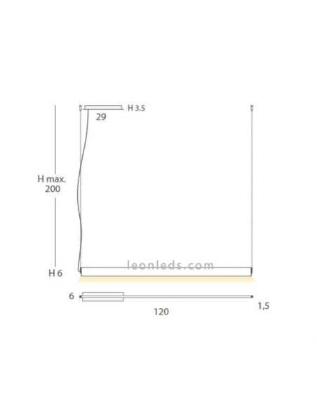 Luminária pendente de teto LED suspensa design Manolo | LeónIluminação Leds | lâmpada medidas diferentes