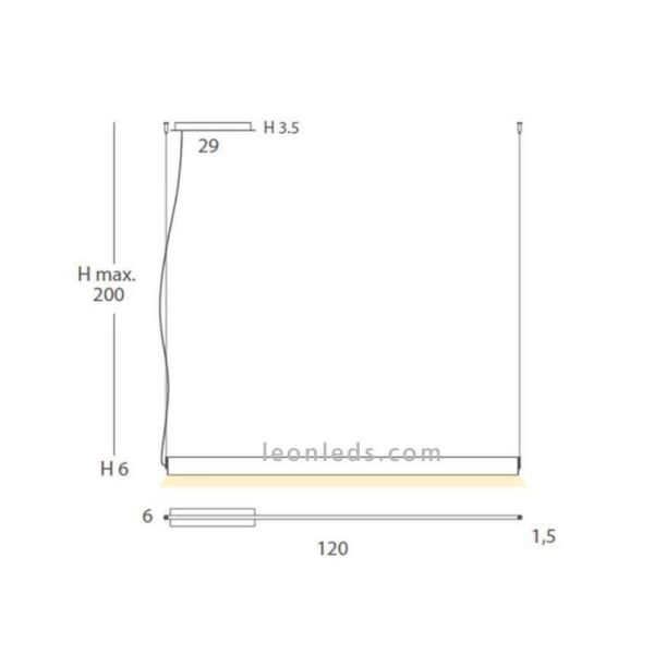 Lámpara LED colgante en suspensión para techo de diseño Manolo | LeónLeds Iluminación | Lámpara diferentes medidas