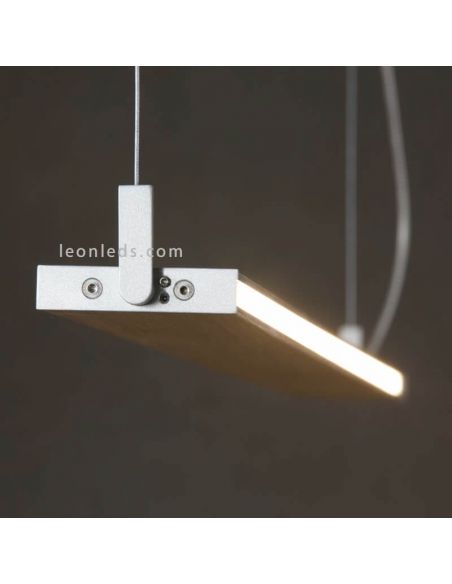 Lámpara LED colgante en suspensión para techo de diseño Manolo | LeónLeds Iluminación | Lámpara plana marrón