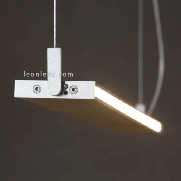 Lámpara LED colgante en suspensión para techo de diseño Manolo | LeónLeds Iluminación | Lámpara plana marrón