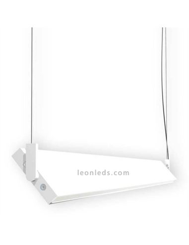 Lámpara LED colgante en suspensión para techo de diseño Manolo | LeónLeds Iluminación | Lámpara plana blanca