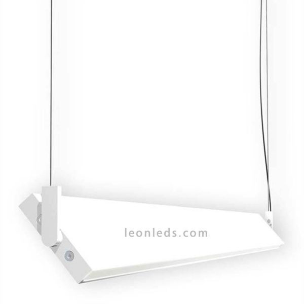 Lámpara LED colgante en suspensión para techo de diseño Manolo | LeónLeds Iluminación | Lámpara plana blanca
