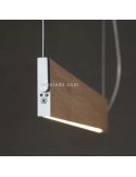 Lámpara LED colgante en suspensión para techo de diseño Manolo | LeónLeds Iluminación | Lámpara plana marrón roble