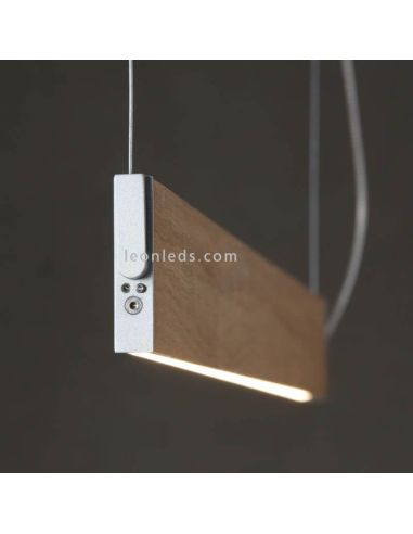 Lámpara LED colgante en suspensión para techo de diseño Manolo | LeónLeds Iluminación | Lámpara plana marrón roble