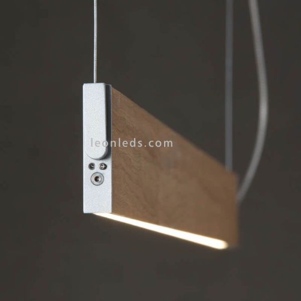 Lámpara LED colgante en suspensión para techo de diseño Manolo | LeónLeds Iluminación | Lámpara plana marrón roble