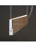 Luminária pendente de teto LED suspensa design Manolo | LeónIluminação Leds | Candeeiro plano castanho carvalho