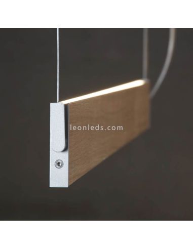 Lámpara LED colgante en suspensión para techo de diseño Manolo | LeónLeds Iluminación | Lámpara plana marrón roble