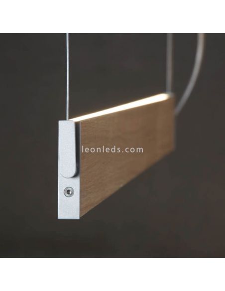Lámpara LED colgante en suspensión para techo de diseño Manolo | LeónLeds Iluminación | Lámpara plana marrón roble