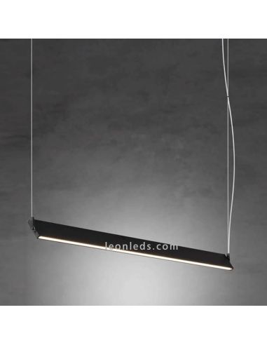 Lámpara LED colgante en suspensión para techo de diseño Manolo | LeónLeds Iluminación | Lámpara plana negra