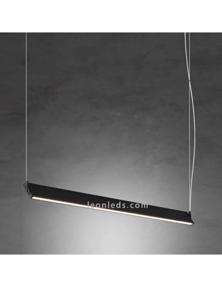 Lámpara LED colgante en suspensión para techo de diseño Manolo | LeónLeds Iluminación | Lámpara plana negra