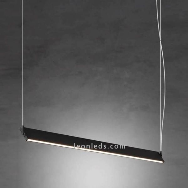 Luminária pendente de teto LED suspensa design Manolo | LeónIluminação Leds | lâmpada plana preta