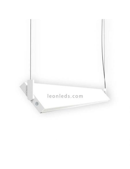Lámpara LED colgante en suspensión para techo de diseño Manolo | LeónLeds Iluminación | Lámpara plana blanca