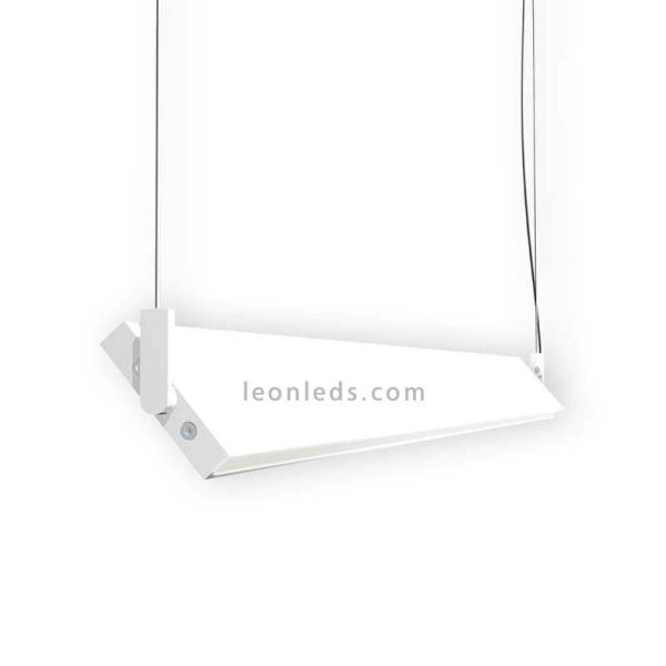 Lámpara LED colgante en suspensión para techo de diseño Manolo | LeónLeds Iluminación | Lámpara plana blanca
