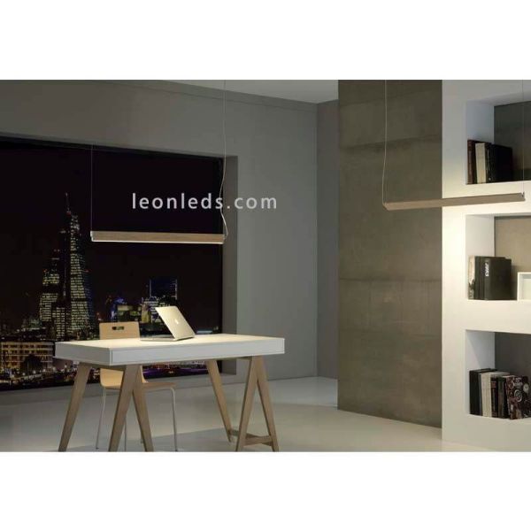 Lámpara LED colgante en suspensión para techo de diseño Manolo | LeónLeds Iluminación | Lámpara plana para oficina