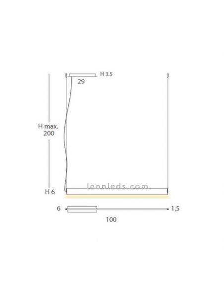Luminária pendente de teto LED suspensa design Manolo | LeónIluminação Leds | lâmpada medidas diferentes