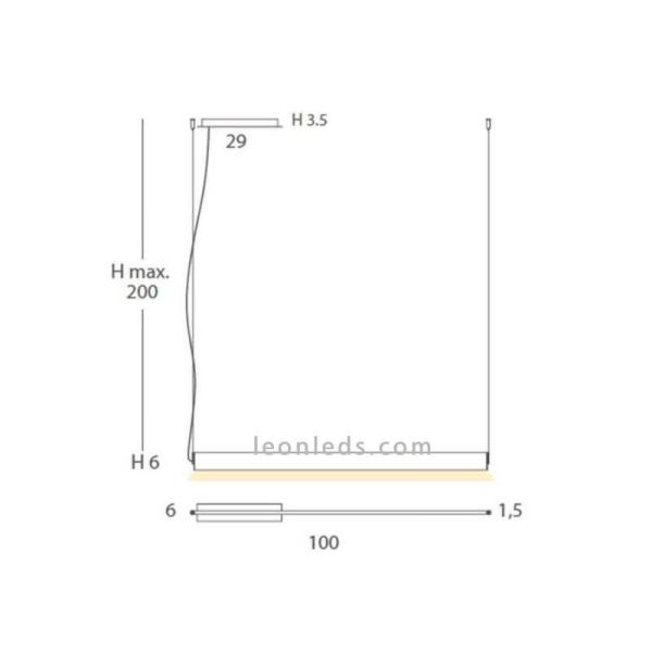 Luminária pendente de teto LED suspensa design Manolo | LeónIluminação Leds | lâmpada medidas diferentes