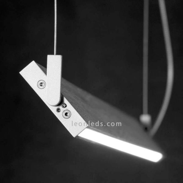 Lámpara LED colgante en suspensión para techo de diseño Manolo | LeónLeds Iluminación | Lámpara plana blanca plateada