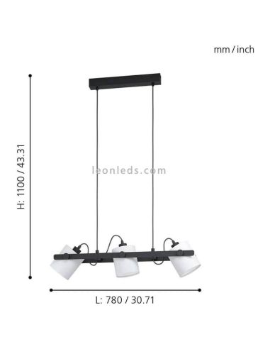 Candeeiro suspenso Hornwood branco e...