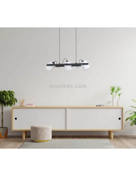 Plafonnier LED Nordic Hornwood 3xE27 par Eglo Iluminación |noir et blanc| Éclairage LeonLeds