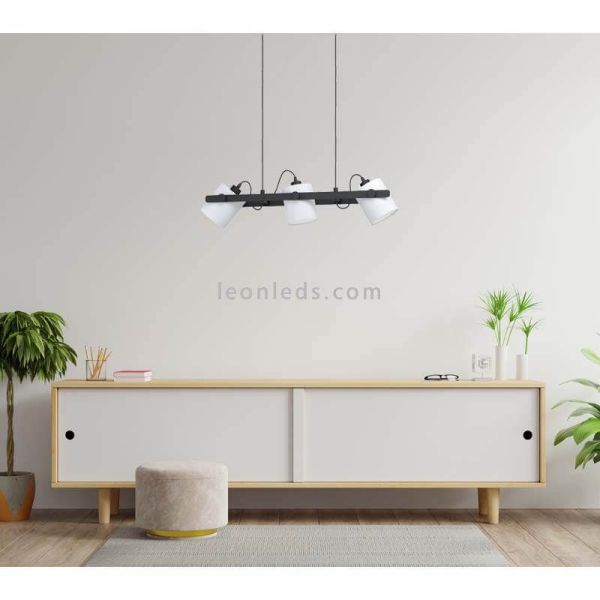 Plafonnier LED Nordic Hornwood 3xE27 par Eglo Iluminación |noir et blanc| Éclairage LeonLeds