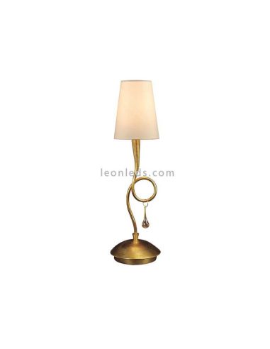 Lámpara de Sobremesa Dorada Clásica serie Paola 1XE14 Mantra Iluminación | LeonLeds Iluminación