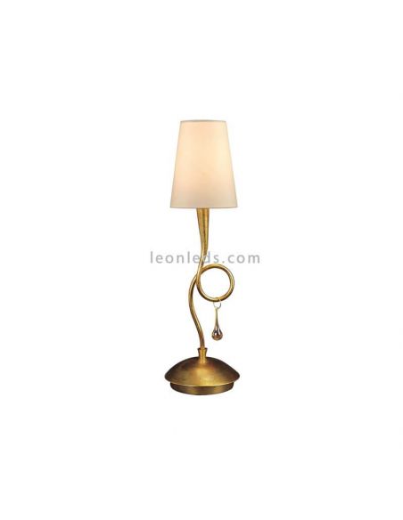 Lámpara de Sobremesa Dorada Clásica serie Paola 1XE14 Mantra Iluminación | LeonLeds Iluminación