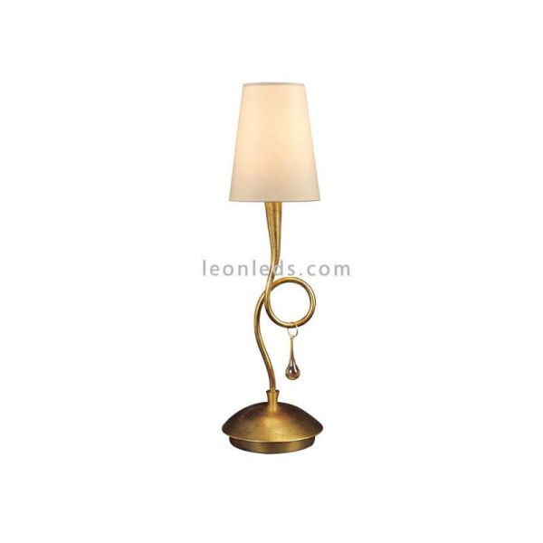 Lámpara de Sobremesa Dorada Clásica serie Paola 1XE14 Mantra Iluminación | LeonLeds Iluminación