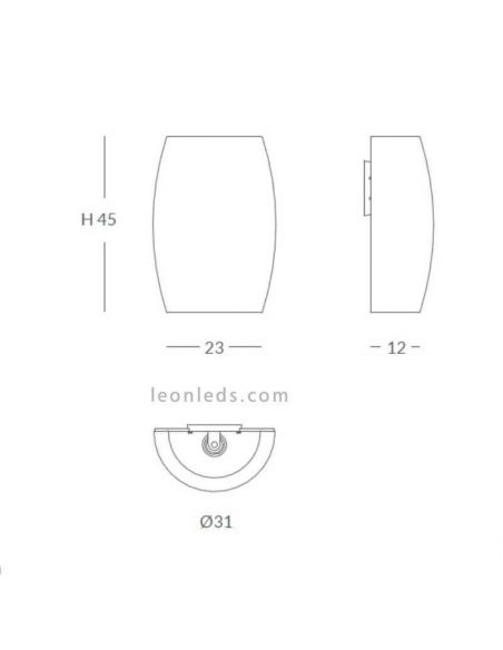 Aplique de pared cuerda personalizable con nivel IP20 o IP64 Poma dimensiones marca Ole by FM | LeónLeds Iluminación