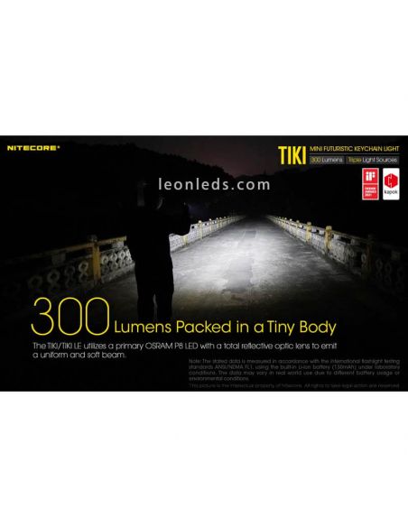 Linterna LED  llavero mini Tiki Le recargable 300 lúmenes 71 lúmenes| León Leds Iluminación