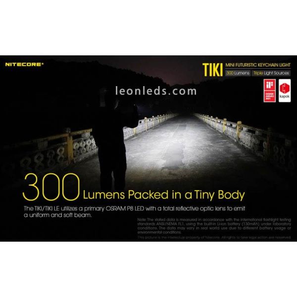 Linterna LED  llavero mini Tiki Le recargable 300 lúmenes 71 lúmenes| León Leds Iluminación