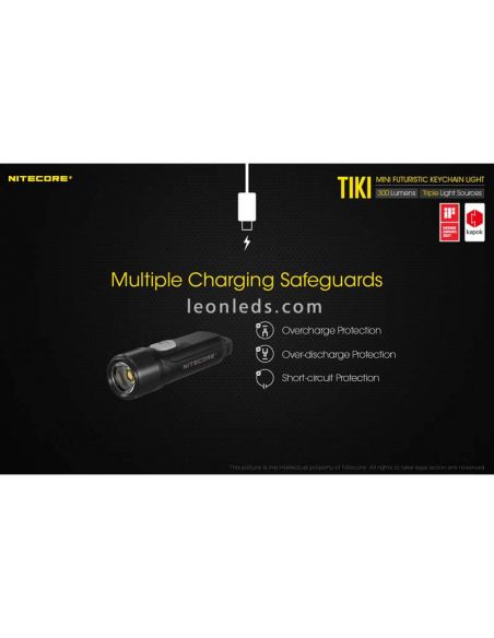 Linterna LED  llavero mini Tiki Le cargador usb 300 lúmenes | León Leds