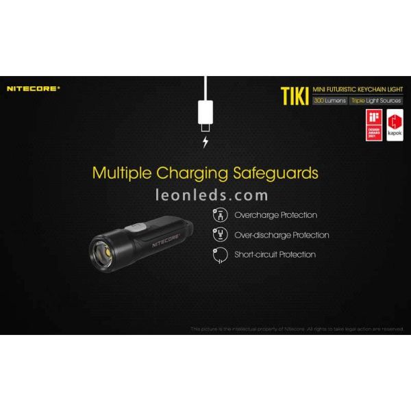 Mini Tiki Le Porte-clés Lampe de poche LED Chargeur USB 300 Lumens | Léon Leds