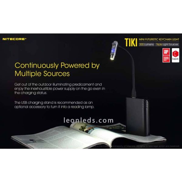 Mini Tiki Le Lampe de poche porte-clés LED rechargeable 300 lumens multifonction | Éclairage Led Lion