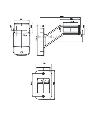 Dimensions Avertisseur néon LED avec clignotant W168 catégorie 5 1259 Was | LeonLeds