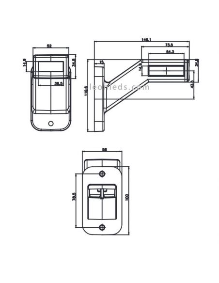Dimensiones Cuerno LED neon con intermitente W168 categoria 5 1259 Was | LeonLeds
