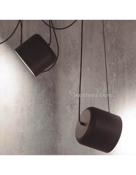 Suspension adressable GU10 en métal avec lumière Paco | Éclairage LeónLeds | plafonnier 2 spots noirs